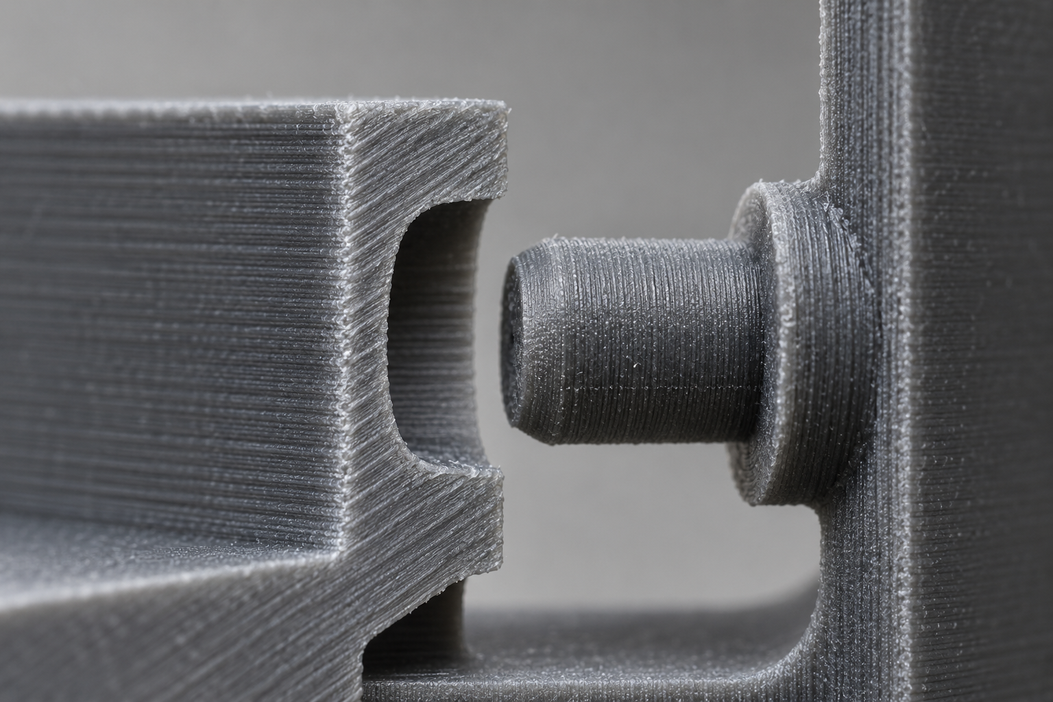 Lokale Schnittdarstellung von Bohrungspositionen und Passflächen eines 3D-gedruckten Teils aus Shenzhen mit Kennzeichnung der zu kleinen Druckmaße und der Zugaberichtung