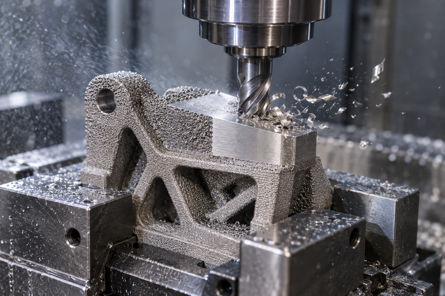 CNC-Feinbearbeitung der Passflächen und Gewindebohrungen von Metall-3D-Druckteilen